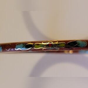 Vintage Cloisonne Dark Red Bangle Bracelet